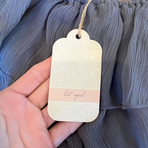 Lost April Tiered Silk Dress Grey Gauze Small Lined - Picture 6 of 7